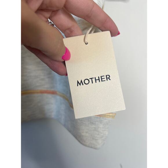 NWT Mother Short Sleeve Concert Tuck Cotton Blend Crewneck Top Gray Size: Medium - Picture 5 of 8